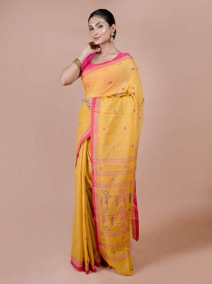 Sunflower Cotton Bengal Jamdani Saree