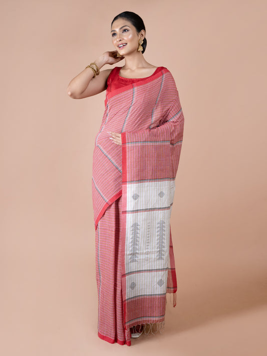 Pakhna Cotton jamdani  Saree Gamcha style
