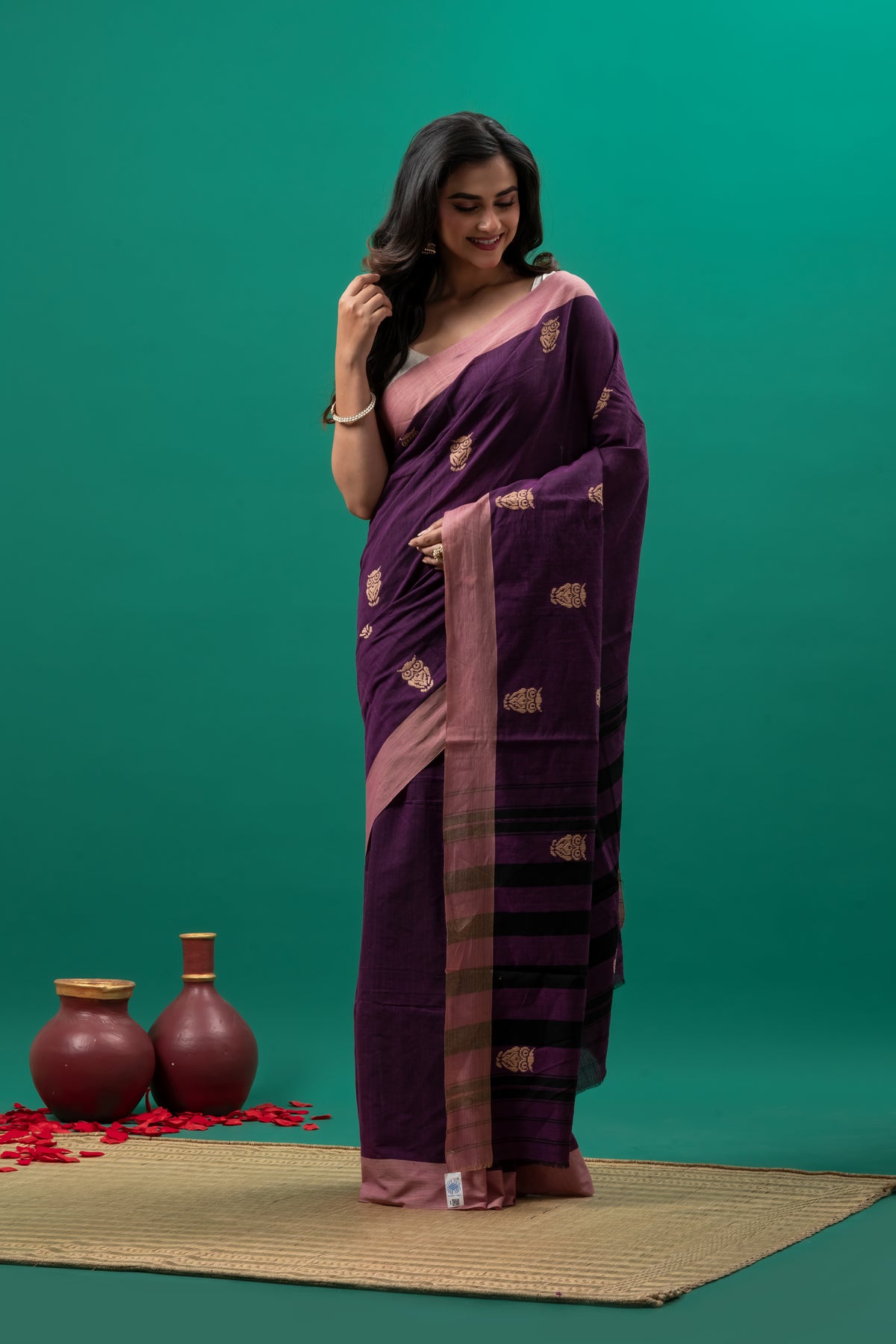 Purple Pure Cotton Handwoven Saree