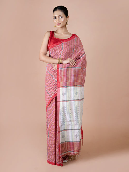 Gamcha Print Cotton Saree