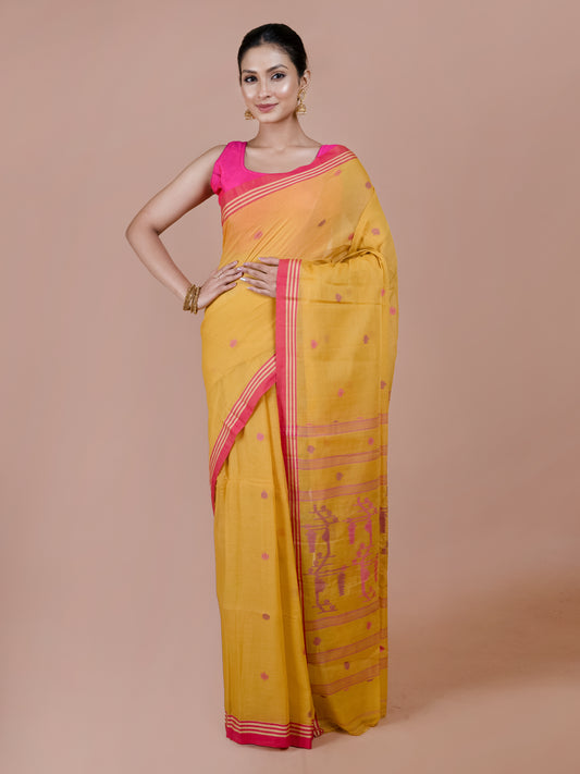 Sunflower Cotton Bengal Jamdani Saree