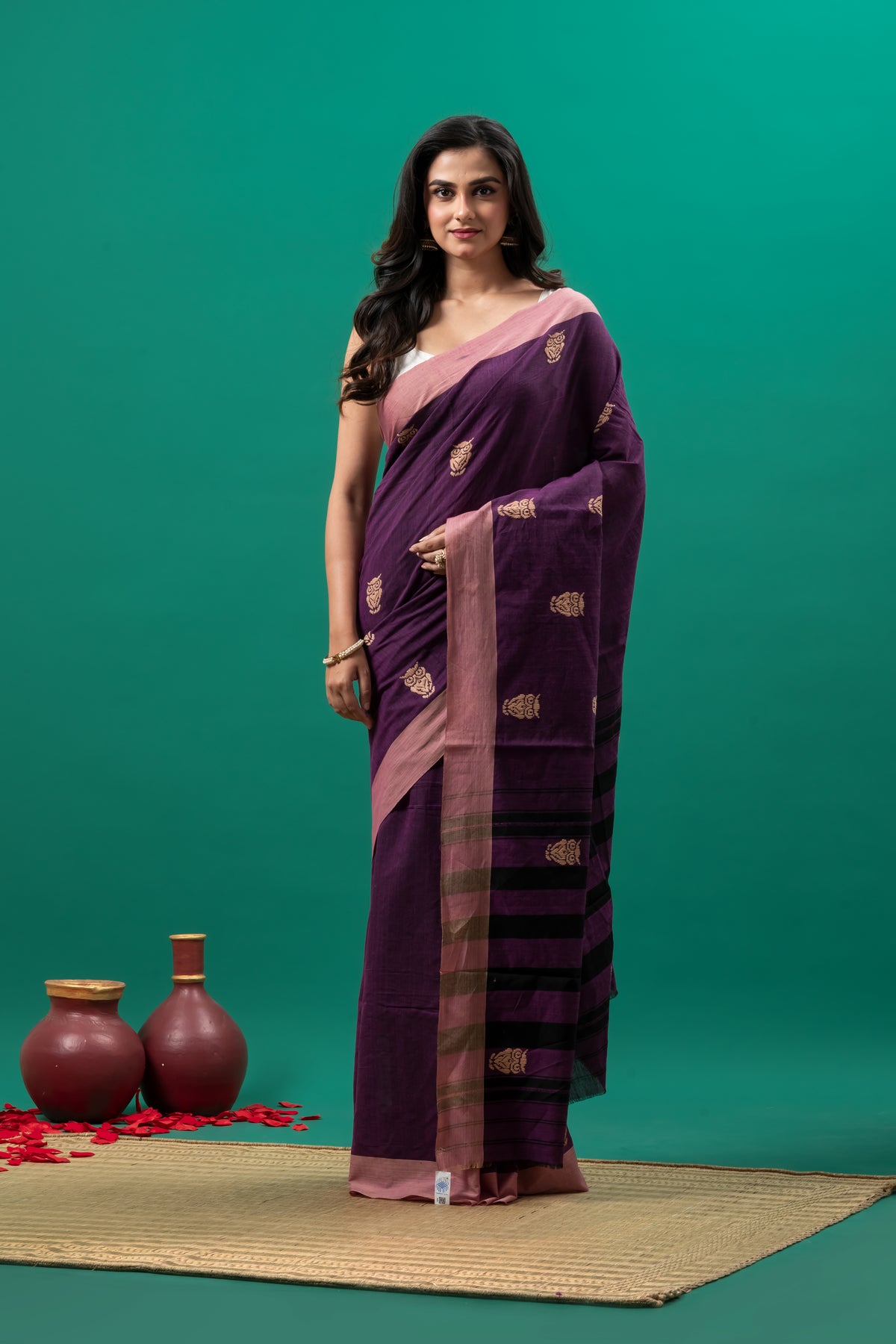 Purple Pure Cotton Handwoven Saree