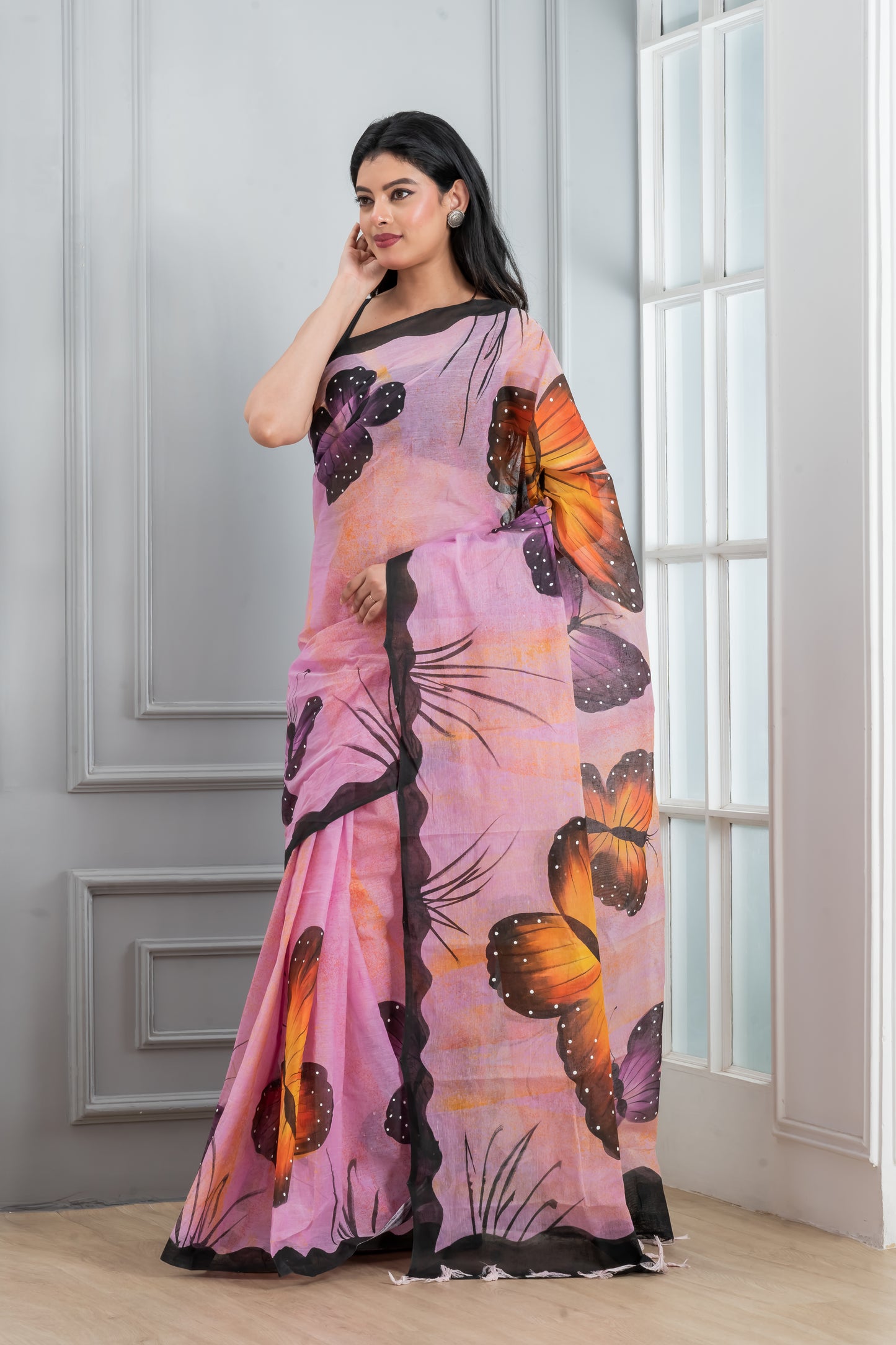 Hand painted cotton saree