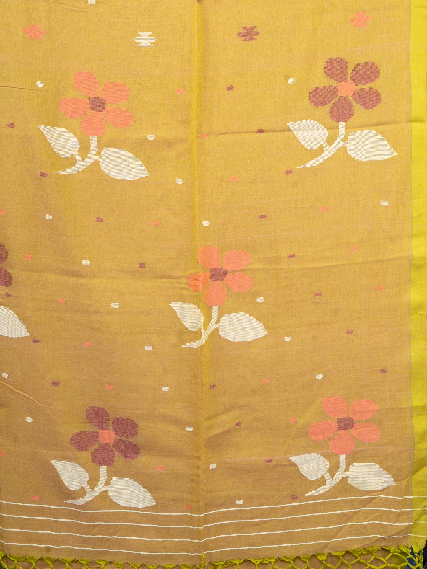 Olive Green Cotton Jamdani Saree