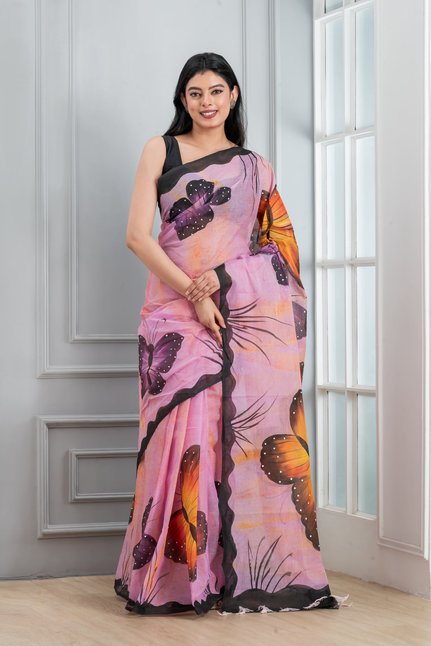 Hand painted cotton saree