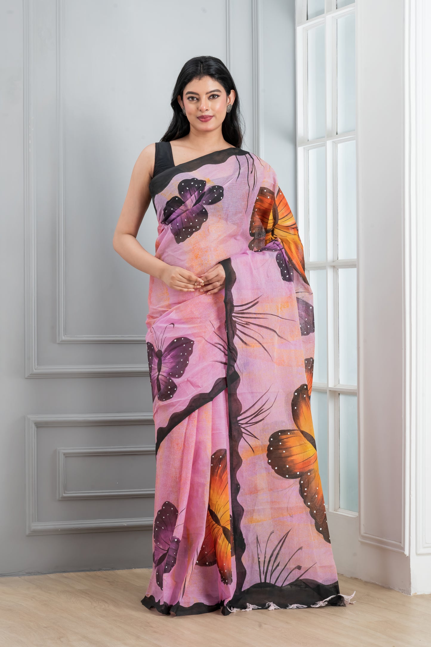 Hand painted cotton saree