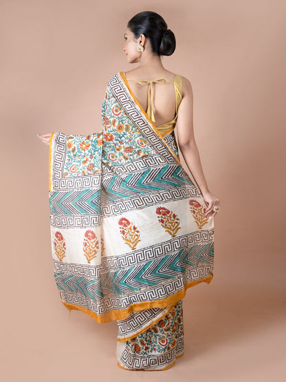 Kalamkari Print Chanderi Silk Saree