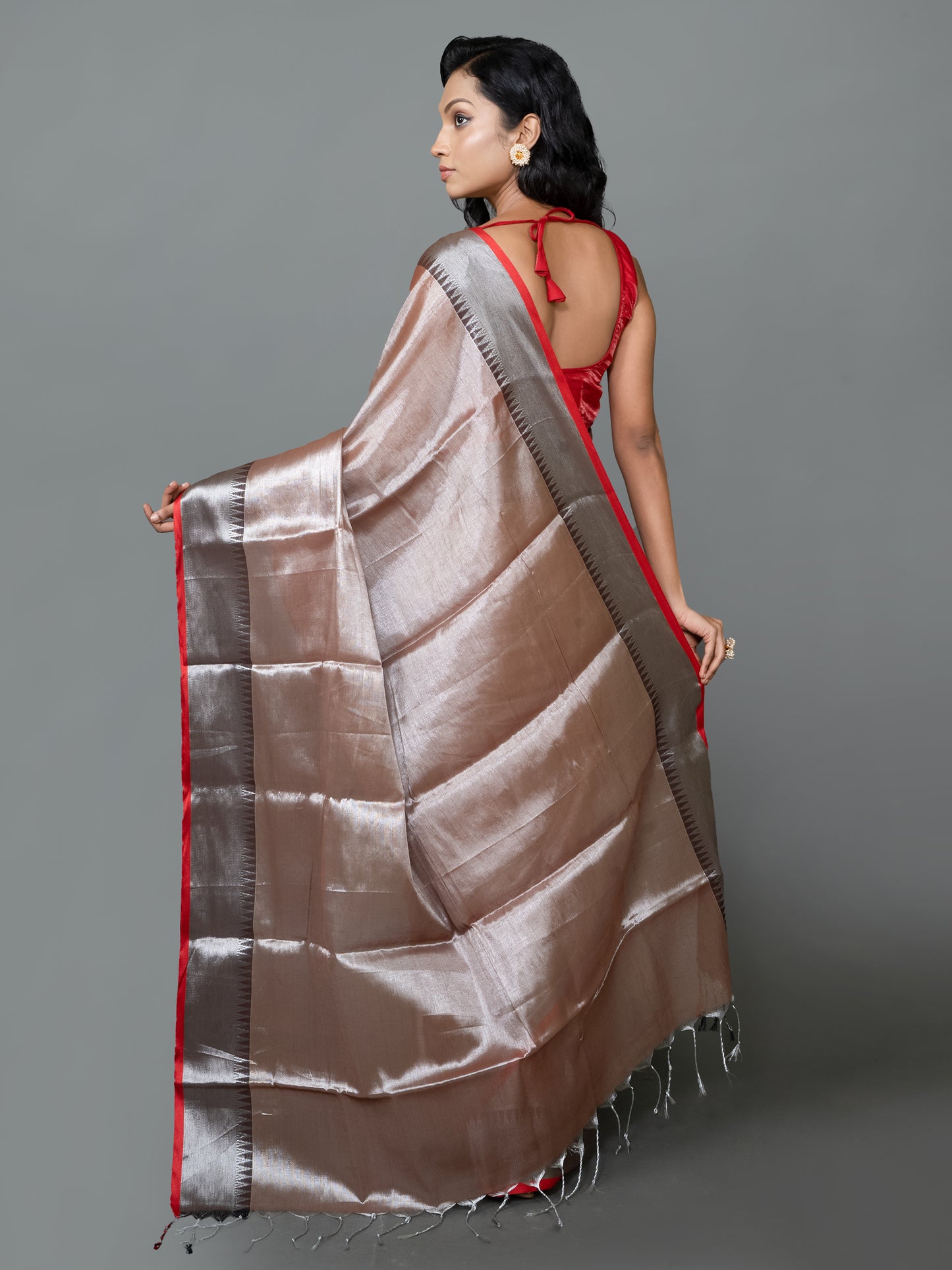 Grey Raga Tissue Saree