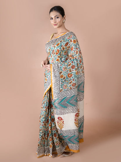 Kalamkari Print Chanderi Silk Saree