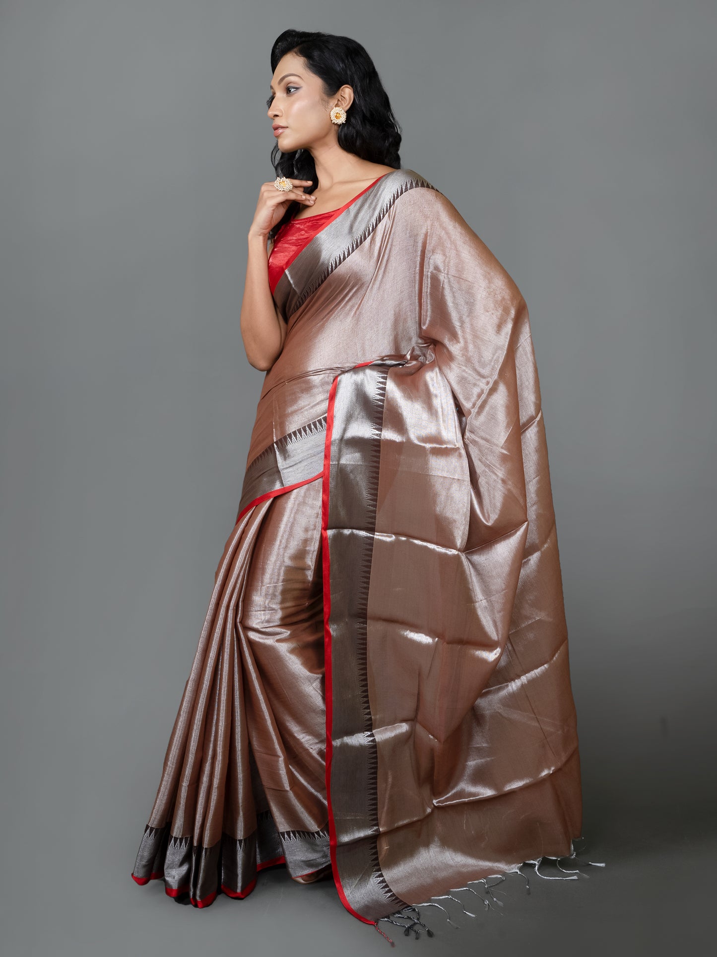 Grey Raga Tissue Saree