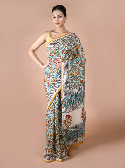 Kalamkari Print Chanderi Silk Saree