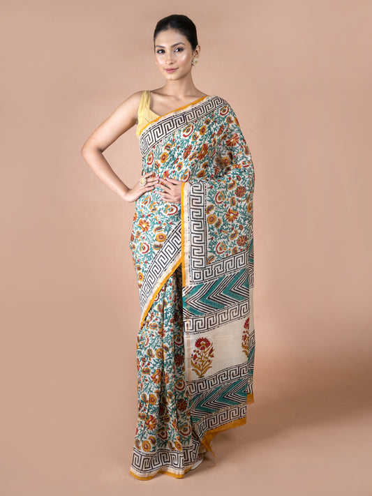 Kalamkari Print Chanderi Silk Saree