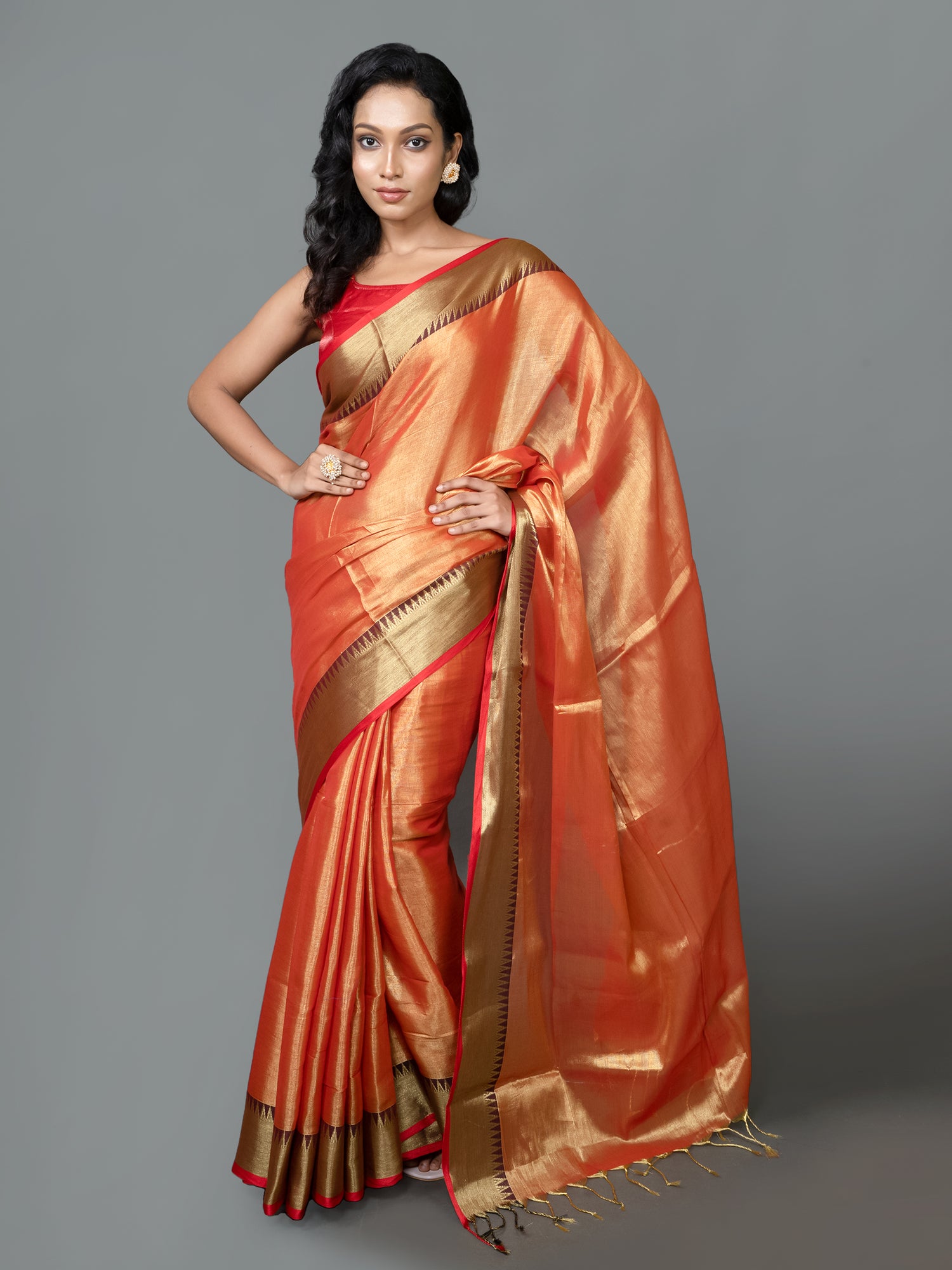 Kesar Zari Raga Tissue Saree