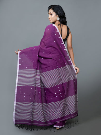 Purple Story Cotton Jamdani Saree