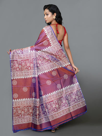 Violet Glitz Murshidabad Silk Saree