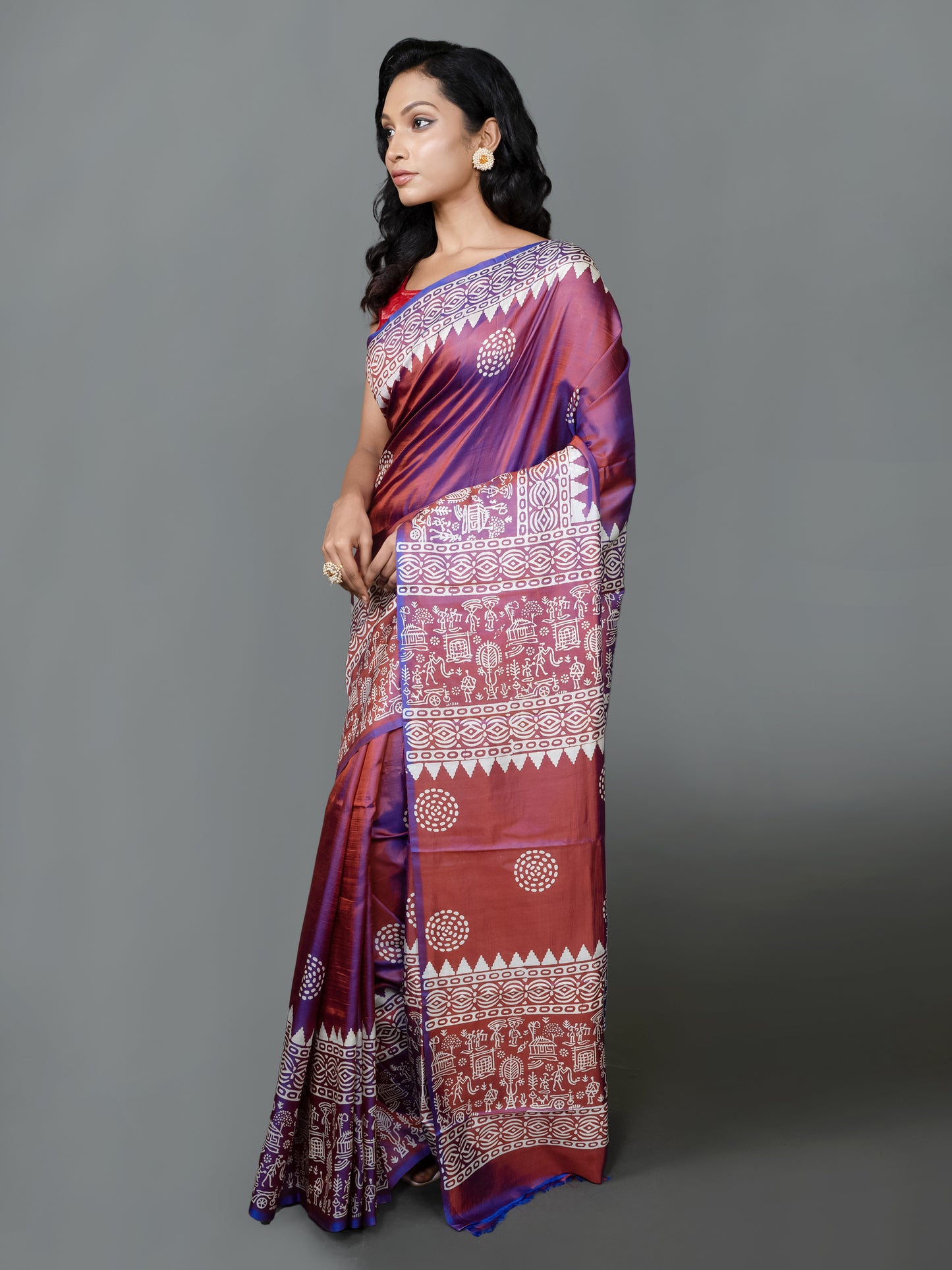 Violet Glitz Murshidabad Silk Saree