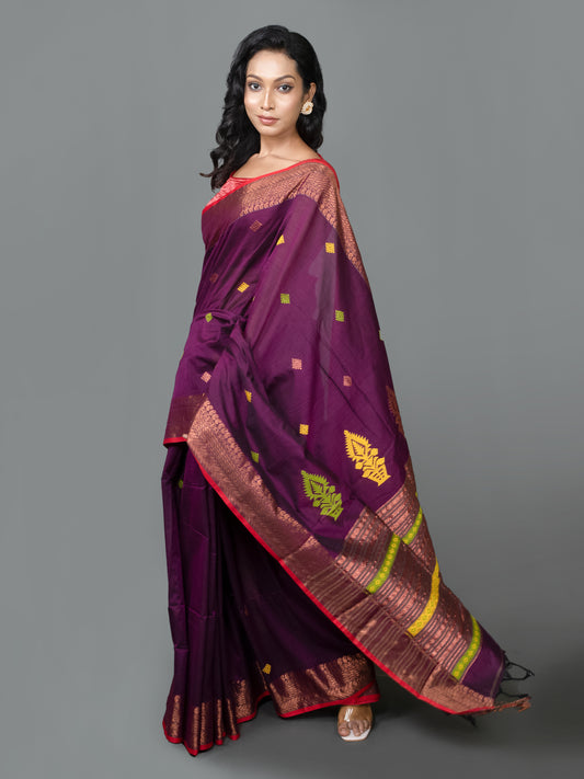 Velvet Violette Mercerised Cotton Saree