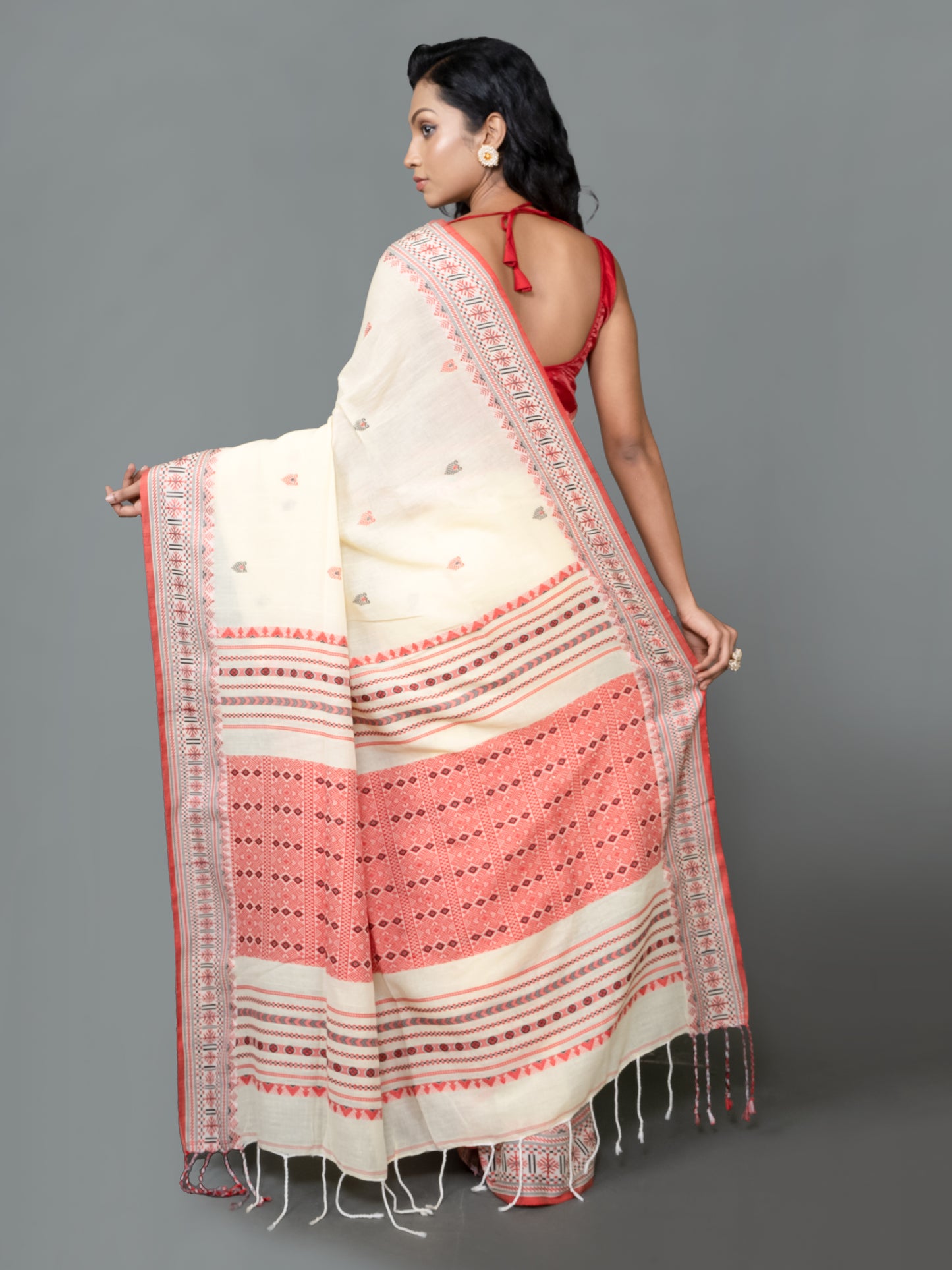 Off White Khadi Cotton Saree