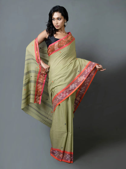Pesta Green Dhonekhali Cotton Saree