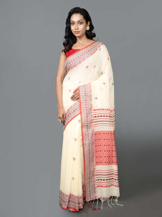 Off White Khadi Cotton Saree