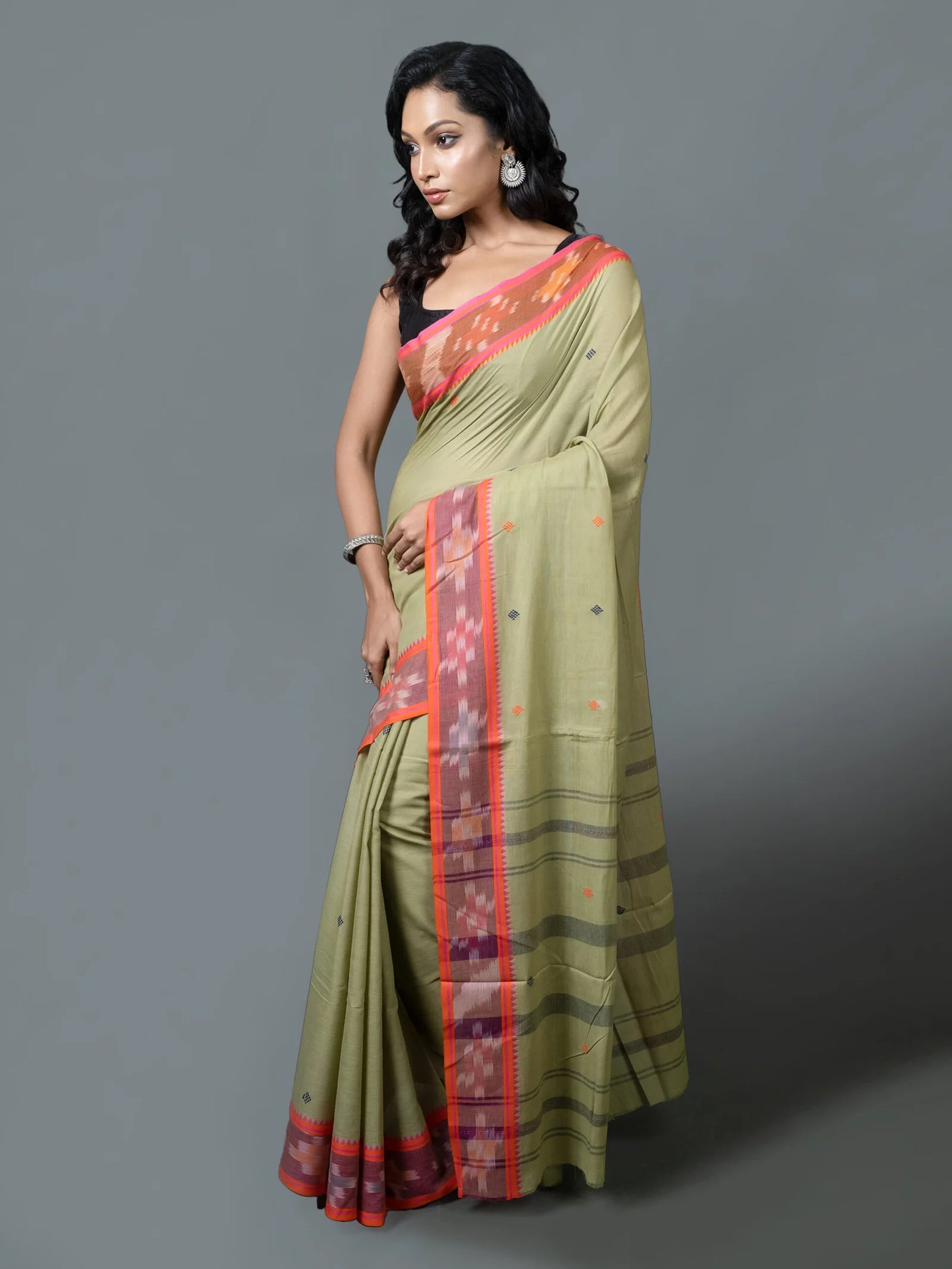 Pesta Green Dhonekhali Cotton Saree