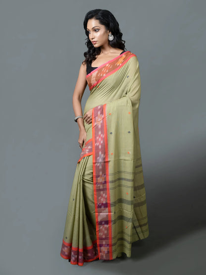 Pesta Green Dhonekhali Cotton Saree