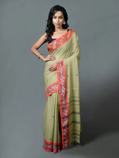 Pesta Green Dhonekhali Cotton Saree