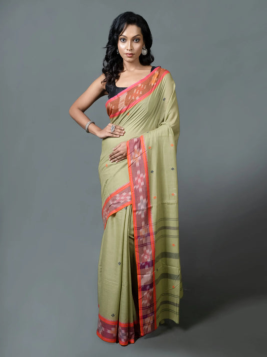 Pesta Green Dhonekhali Cotton Saree