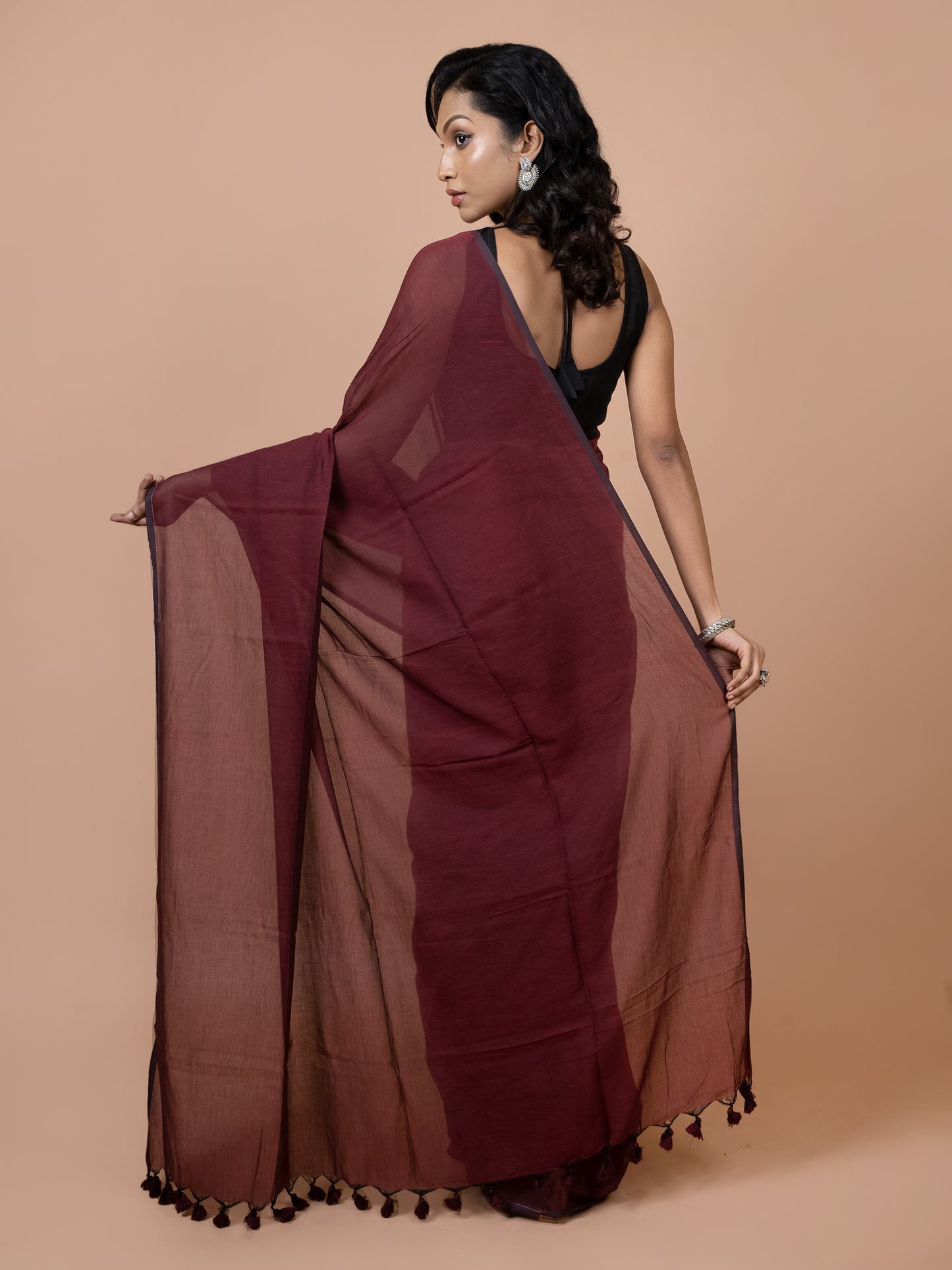Maroon Mul Cotton Saree
