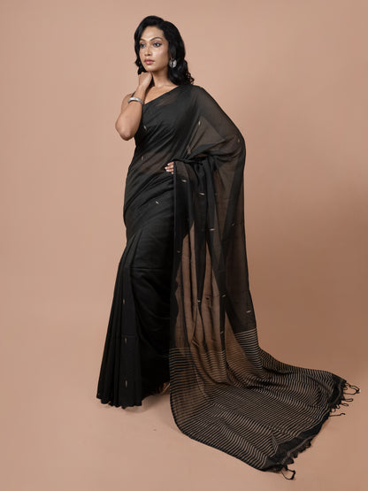 Dark Green Bengal Jamdani Saree