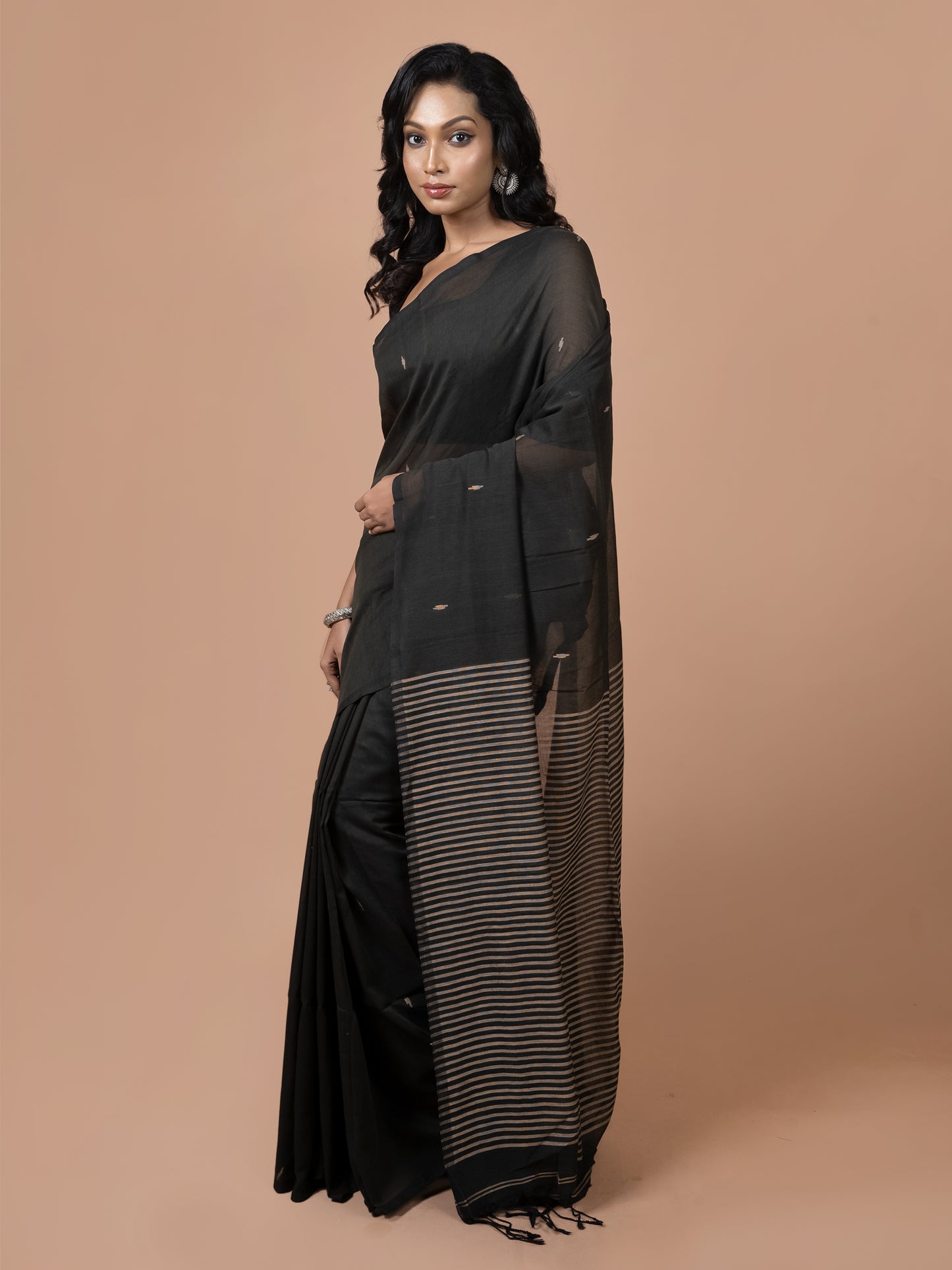Dark Green Bengal Jamdani Saree