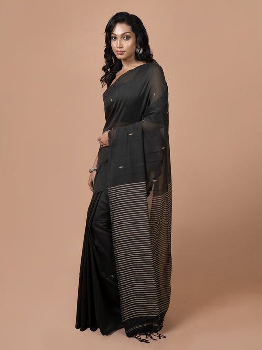 Dark Green Bengal Jamdani Saree