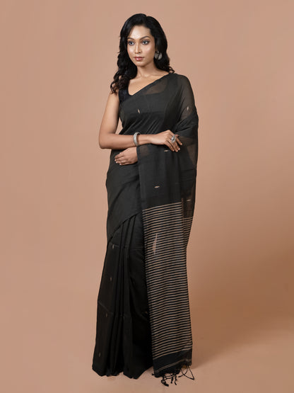 Dark Green Bengal Jamdani Saree