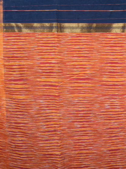 Navy Blue and Orange Silk Cotton Saree
