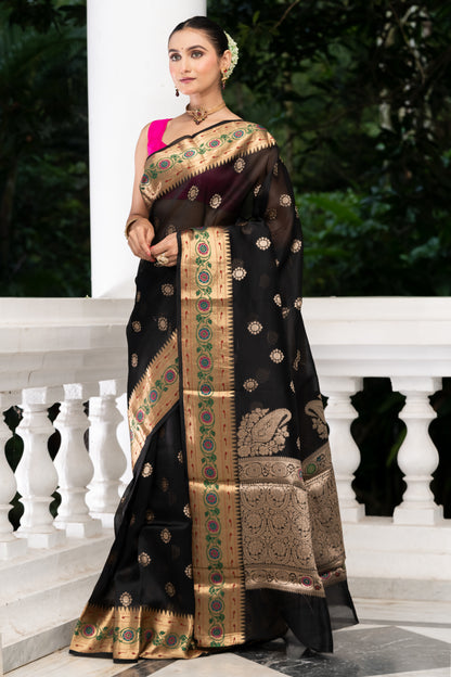 Pakhna Kora organza Banarasi saree