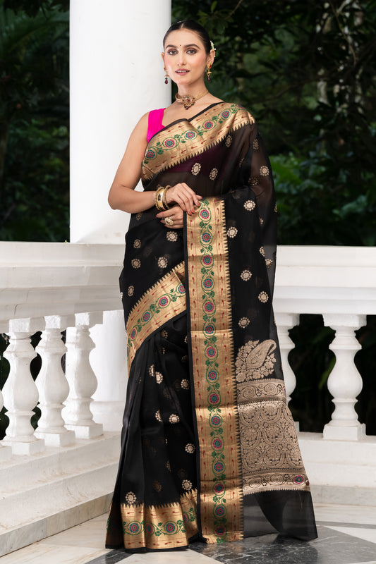 Pakhna Kora organza Banarasi saree