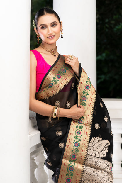 Pakhna Kora organza Banarasi saree