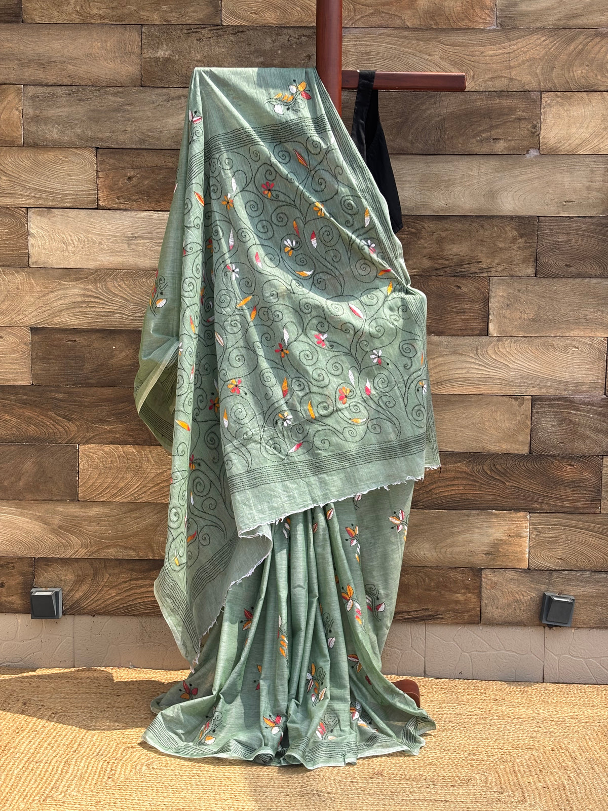 Pure Cotton Handcrafted Kantha Stich Saree 1