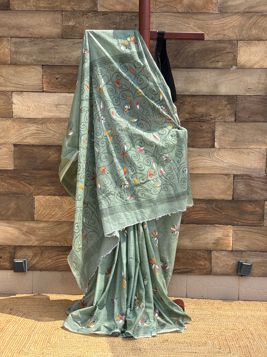 Pure Cotton Handcrafted Kantha Stich Saree 1