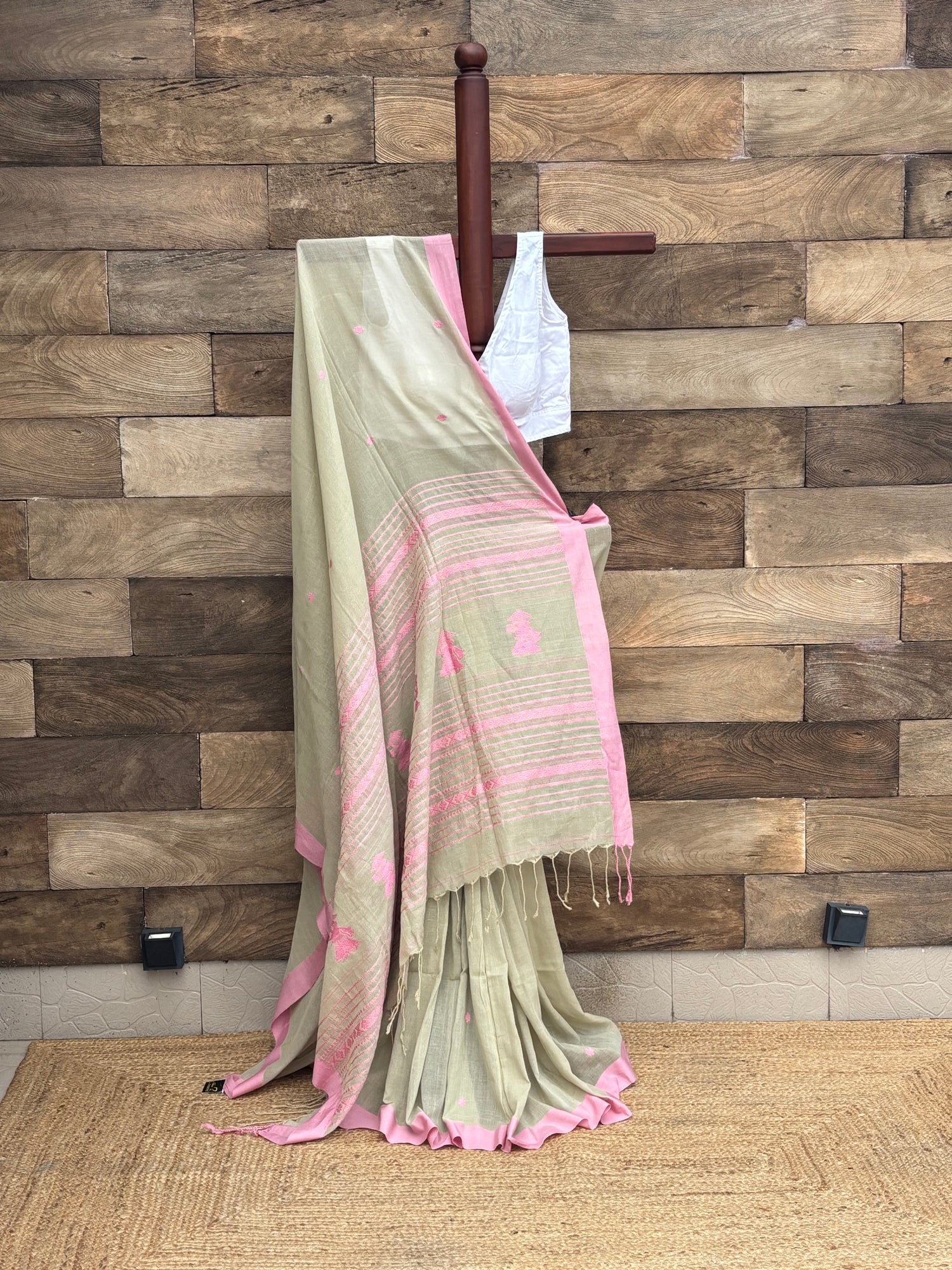 Beige Pure  Cotton Saree