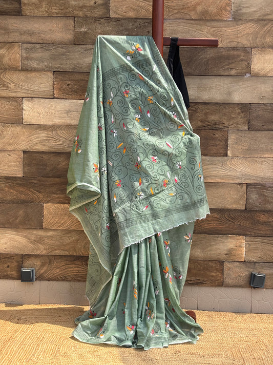 Pure Cotton Handcrafted Kantha Stich Saree 1
