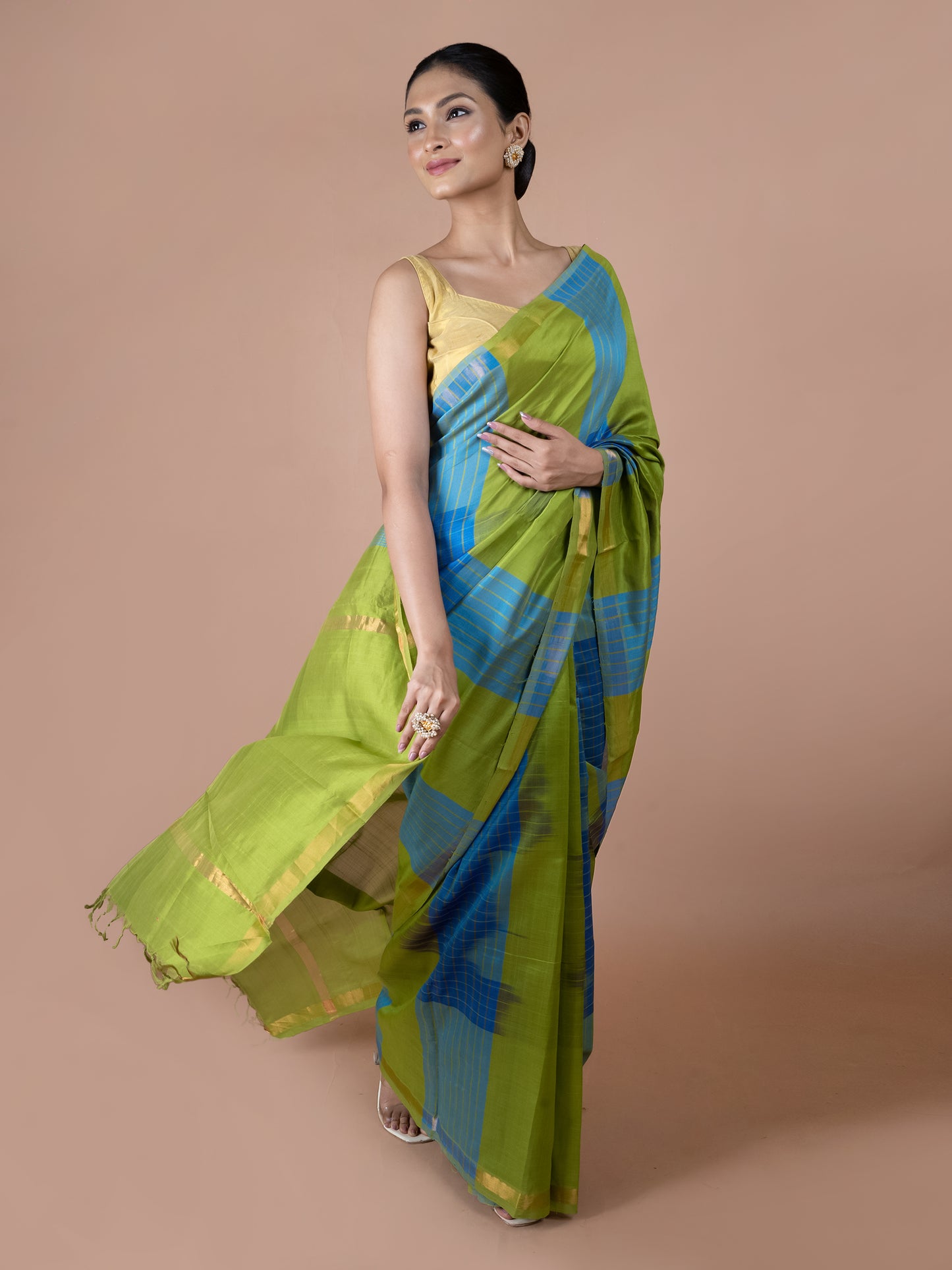 Green & Blue Kanchi Silk Cotton Saree