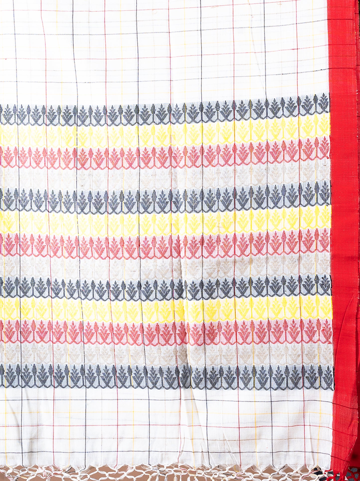 Dhonekhali Check Mercerised Cotton Saree