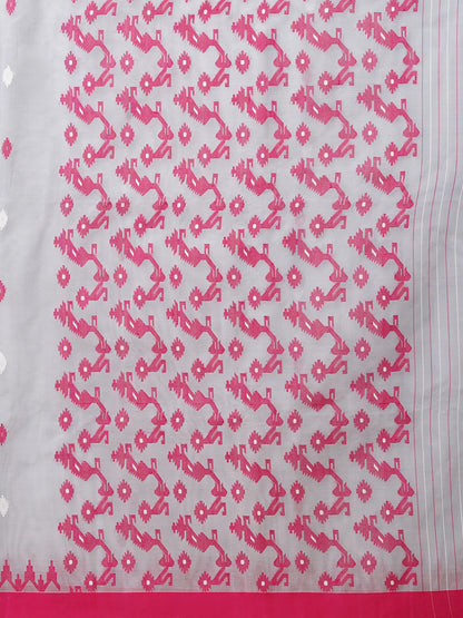 Grey & Pink Bengal Muslin Jamdani Saree