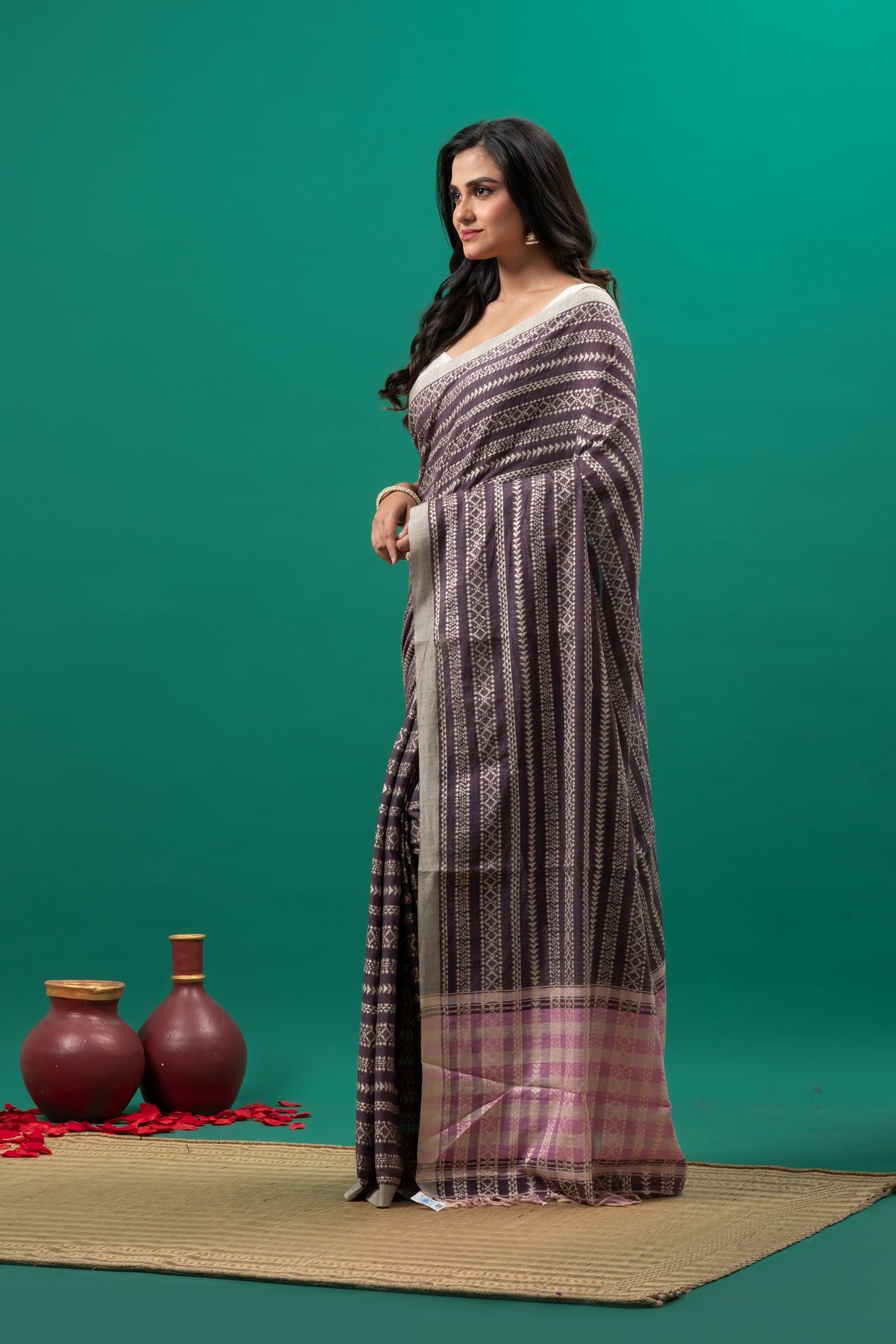 Full Body Work Dhonekhali Saree