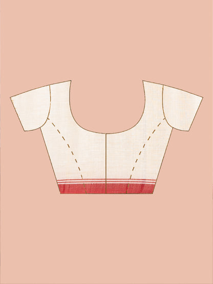 Off White and Red Bengal Cotton Jamdani Saree
