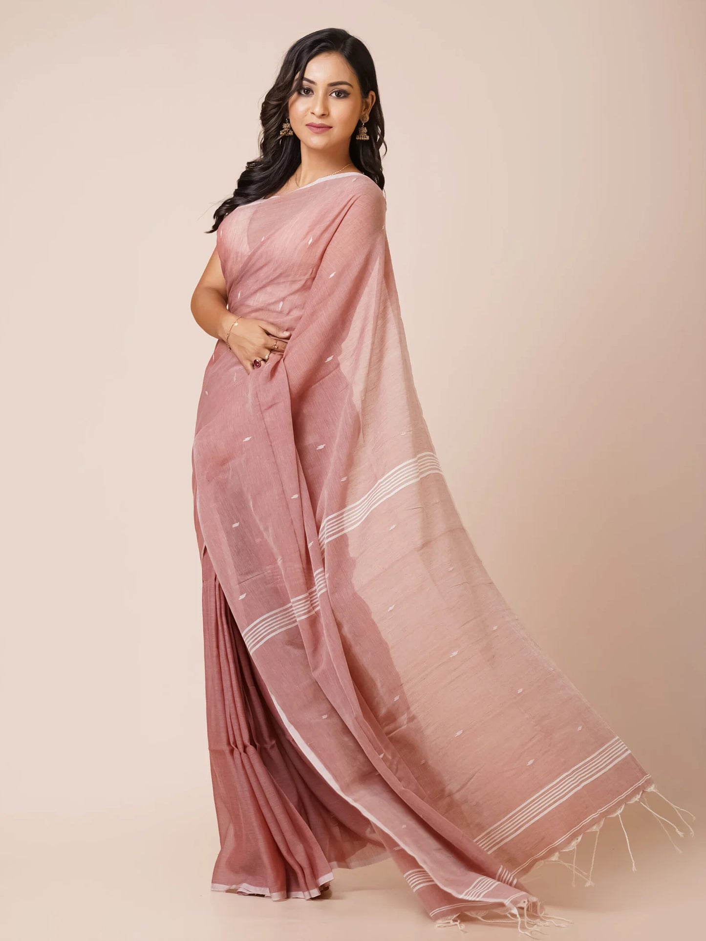 DUSTED ROSE PHULIA SOFT COTTON JAMDANI