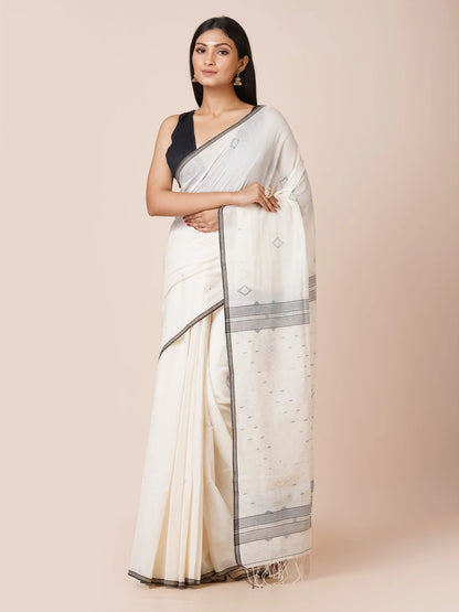 WHITE PHULIA JAMDAI SAREE