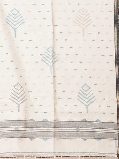 WHITE PHULIA JAMDAI SAREE