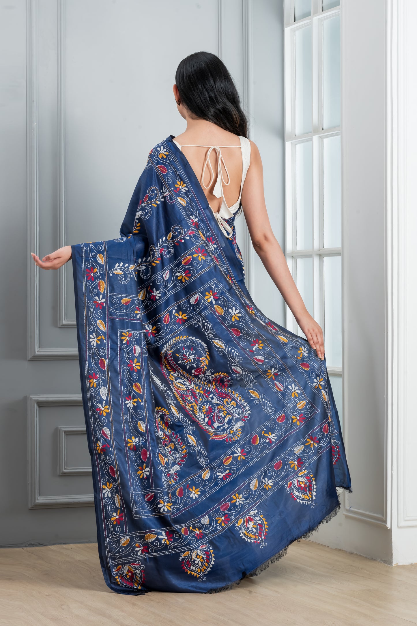 Hand Kantha Stitch Saree